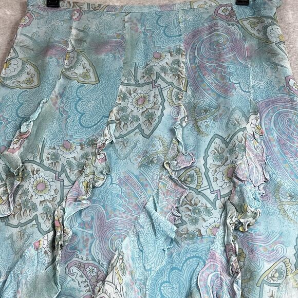 VTG Ice Midi Skirt Womens 10 Sheer Mesh Asymmetrical Fairy Grunge Boho Silk - Picture 4 of 13